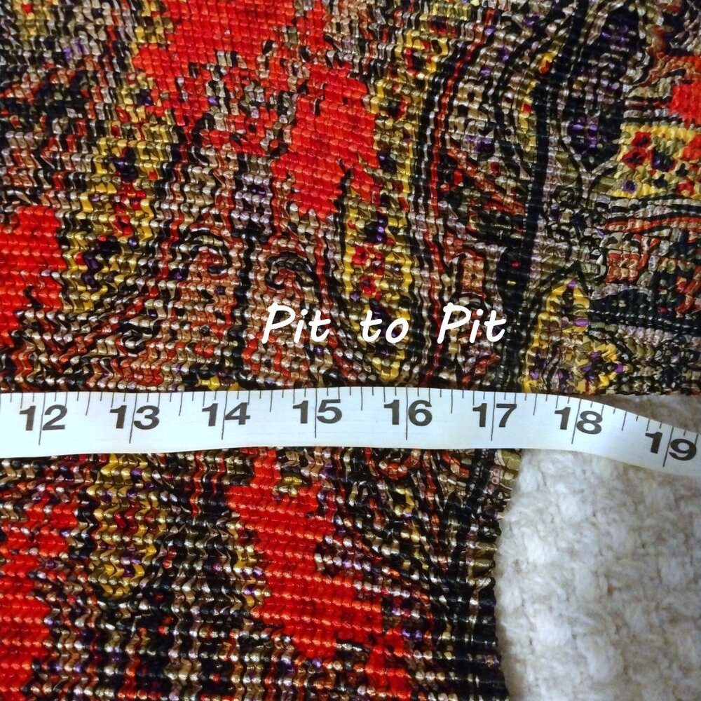 Sequin Crinkle Stretch Shirt Top L Disco Revival Y2K Glam Red Floral Festival - Picture 5 of 6